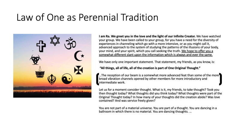 A Cosmic View of the Perennial Philosophy: The Law of One, Spiral ...